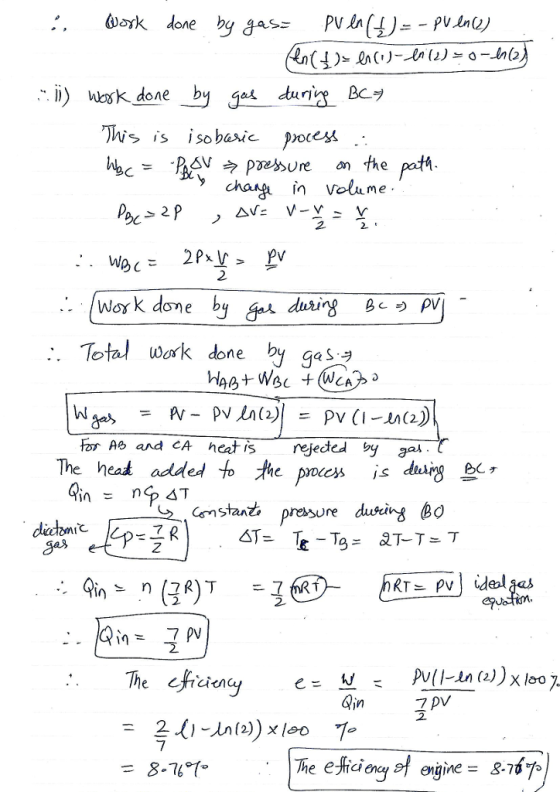 oAe Ws isisobasic poce^ be= .hsvゥpaesure on, the pota chan^ in Volume 2. Dc 2 Woy k done b Total wark done by gas or As and c