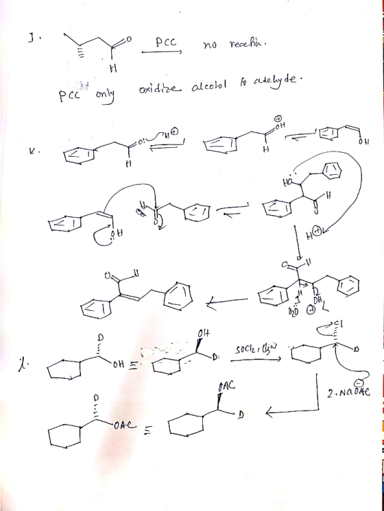 ۰ My pcc, no rechi pcc only oxidize alcohol fo Adelyde. اسی هم که | 2 ) )۱۹۹۹ SOChill ( دیا بتا ب ا الان و 2.NaOne او با ~OAL