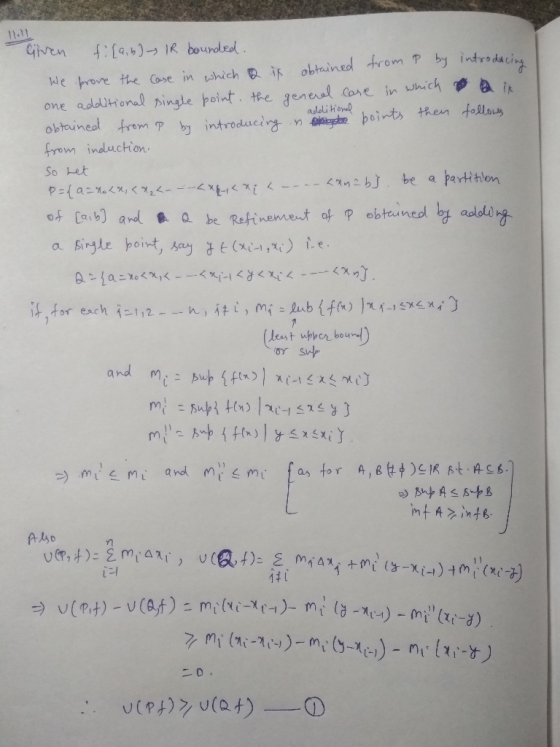 Given ti[a,b] - IR bounded. We prove the case in which is obtained from P by introducing one additional single point. the gen