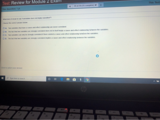 Test Review IUI VIUuule 2 Lalli This Question: 1pl 20 of 20 (15 complete) This Te What does meant to say n on does not imply