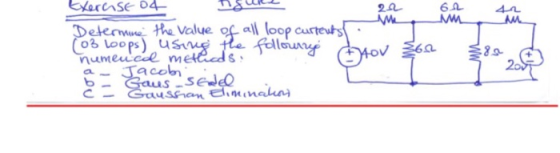tul 62 Me M Exercise 04 22 Determine the value of all loop currents. 103 loops) using the following arsov 3652 numenca metlie