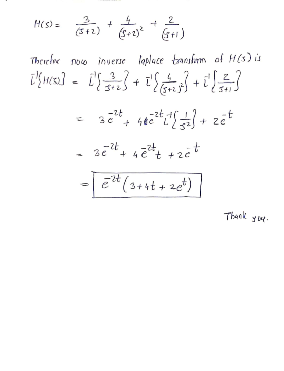 HC)= dic) * ifade &V) Therefore now inverse laplace tsunshom of H(s) is il[wcss] - Ils 23 +7s +31 573 = selt seet ] + zet -
