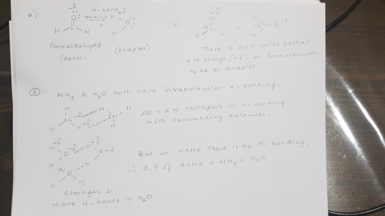 H-bond (6) H- tserö - toe +Sc. formaldehyde acceptor) (donor) There is not with partial the charge (+8) in formaldehyde to be