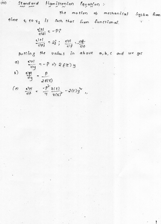 (in) Standard Hamiltonian Equation The motion of mechanical time to ta is such that from functional. system from purting 2j;