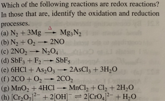 Which of the following reactions are redox reactions? In those that are, identify the oxidation and reduction processes. (a)