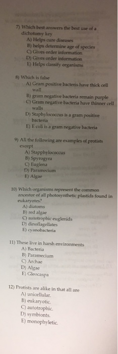 Which best answers the best use of a dichotomy key