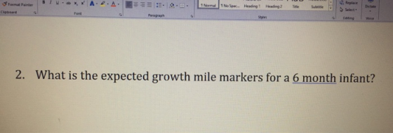 XX A.2.A. E E . Normal 1 No Spac... Heading! Heading 2 Title Seite ang 2. What is the expected growth mile markers for a 6 mo
