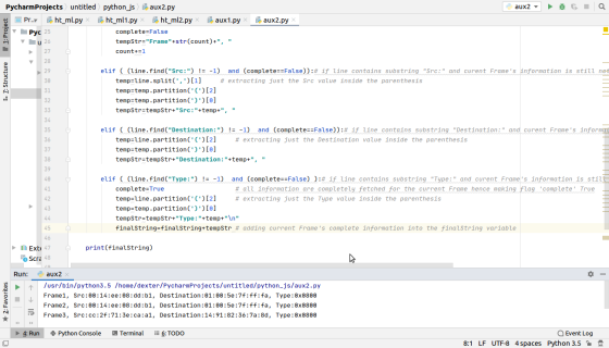 aux2 Q teaux2.py Pycharm Projects untitled python_js te aux2.py Pr.. teht_ml.py te ht_ml1.py te ht_ml2.py aux 1.py complete=F