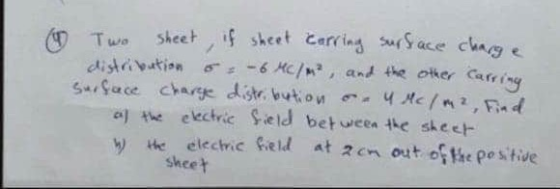 distribution 5 - 6 Mc/m², and the other carring Two sheet if sheet carring surface charge Surface charge distribution ou Mc/m