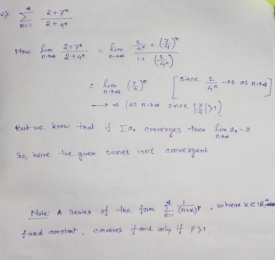 M₂ 2+7 et 1 2 +40 Now lim 2+71 2 +4n = lim 2 + (3) ned nu 1+ since 20 as na un nu (zn) lim (2) since sos] 17120) know that it
