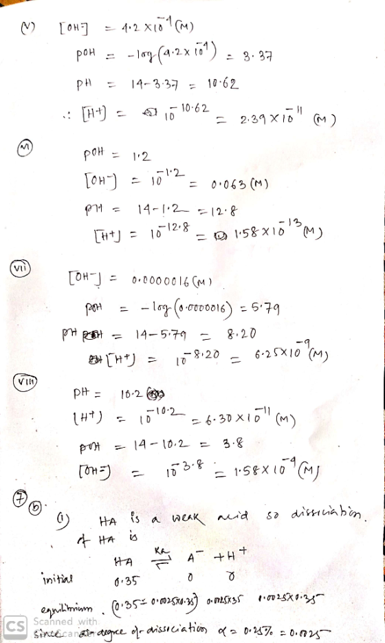 ♡ [ON] = 4.2 xcötime) poH = -log (4.2 x 10) = 3.37 pH = 14-3.37 = 10.62 .: (A+) = $115 10:62 = 2.39 xió m. - 1.2 polt = 12