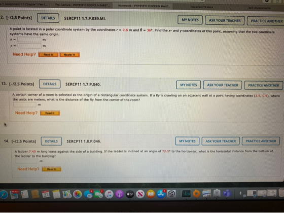 1: Assignment 11: Chapter 1 Pre- Pre-Lecture - PHYS1310 200/CLIN MAST Homework PHYS1310 2007CUN MAST... Document.docx 2. (-/2