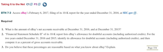 Taking it to the Net C1 P3 BTN 7-3 Access eBays February 6, 2017, filing of its 10-K report for the year ended December 31,