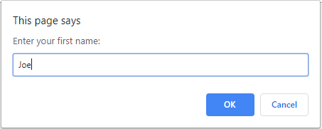 This page says Enter your first name: Joel OK Cancel