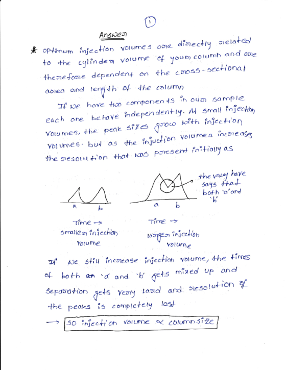 oPimum njection volumes aoie disTectly iela to the inde voume of you columh and apve thenefose dependen on the cssectionat aoea and eh of he column Tf ve have tro componen s ih ou sample each one behave inde pendentiy. At small injechch Volumes, the peak S?res APocoん?th injectio ot umes bud as the înjuction volumes incone asey he es iitiauy as ou on that hs Pnese the vauoy have both aard Timeづ Time Yotume volume If Kle 5ทำเ inese ase injection volume,the47 of both an d ond gets Seposo ton gets -lhe peaks s completety los ㄧㄣ 丨50 Injc ction Volume Columns?e mized Up and