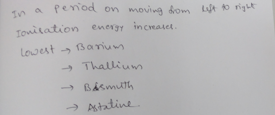in a penod on moving mt nitation enersy increade → Thallium/)