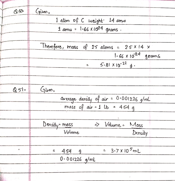 950.1 Given. 1 alom of C bweight 14 ama 1 arnu - -66024 grams Therefore, mass of 25 atomsこ25x14 I. 66 x 1024 grars 5.81 X 1o-