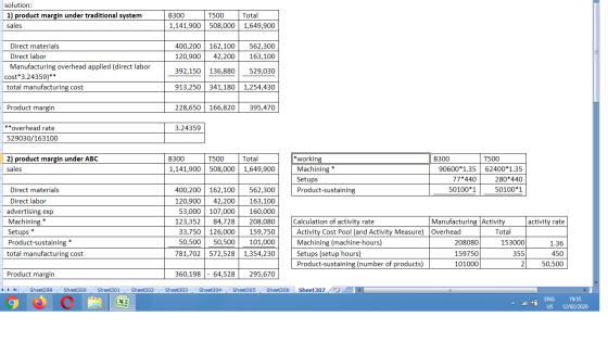 solution: 1) product margin under traditional system sales B300 1,141,900 1500 508,000 Total 1,649,900 400,200 120,900 162,10