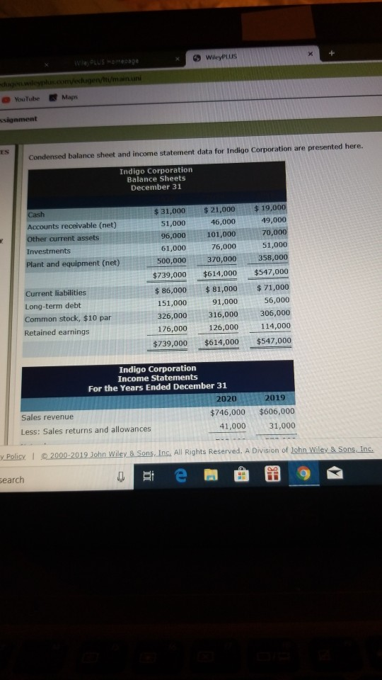 Wie PLUS Omegage Wiley PLUS he will convergenti/manuni YouTube Maps ssignment ES Condensed balance sheet and income statement