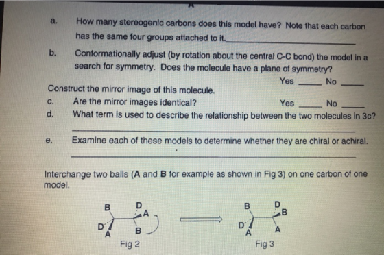 b. How many stereogenic carbons does this model have? Note that each carbon has the same four groups attached to it. Conforma