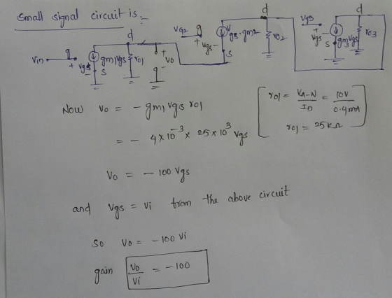 Small sanal g s and Vąs Vi tiom the above circuit So Vo= -100 Vi ain vo Vi