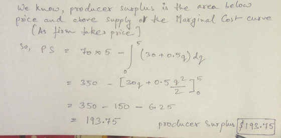 We know, producer susplus is the area below price and above supply of the Marginal Cost curve (As fiom takes price ] so, PS 2