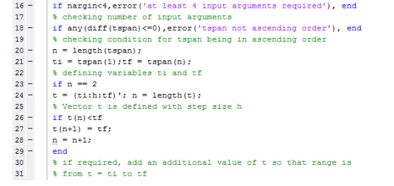 16 - 17 18 - 19 20 21 22 if nargin<4, error(at least 4 input arguments required), end $checking number of input arguments i