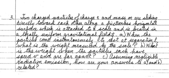 3. Two charged particles of charge e and mass mare sliding directly toward each other along a frictionless horisontal surface