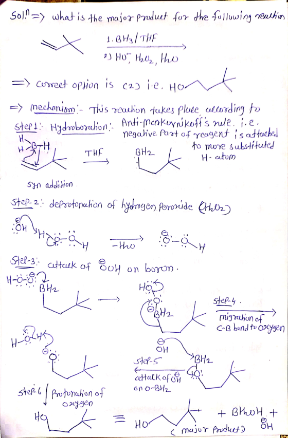 2) HO, HU, Sol! =) what is the majoy pouduet for the following realtion 1.BH3 / THE tho =) Correct option is (2) le. Ho it =>