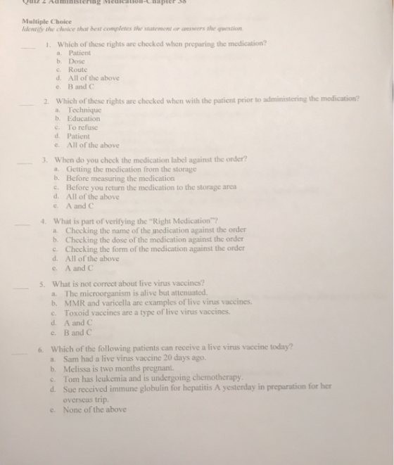 Multiple Choice ldentify the choice that best completes the statement or answers the question 1. Which of these rights are ch