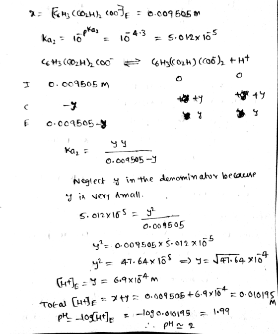 x = fH;CCOMB 2003 = 0.0095057 ka, = 10 lopka ·4·3 10 = 5.012X105 4H3(CO2H) 2002 CH3CCOLH) (600), + H+ 0.009505 m the ty ty C