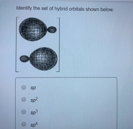 Identify the set of hybrid orbitals shown below. оооо