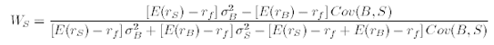Ers)-ro-E(TB) =r7]Cov(B,S) E{rB),rg]o%E(rs)-rE(rB),rg]Cou(B, S) E(rs)-r