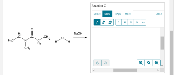 Reaction C Select Draw Rings More Erase NaOH & H3C Hoo H O_H CHE