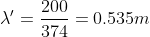 \lambda ' = \frac{200}{374} = 0.535m