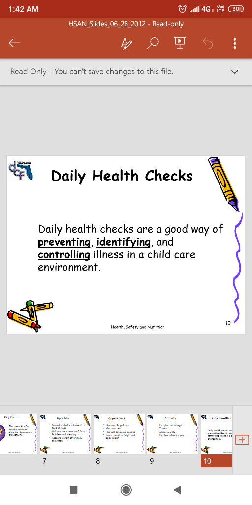 1:42 AM HSAN_Slides_06_28_2012 - Read-only Read Only - You cant save changes to this file Daily Health Checks Daily health c