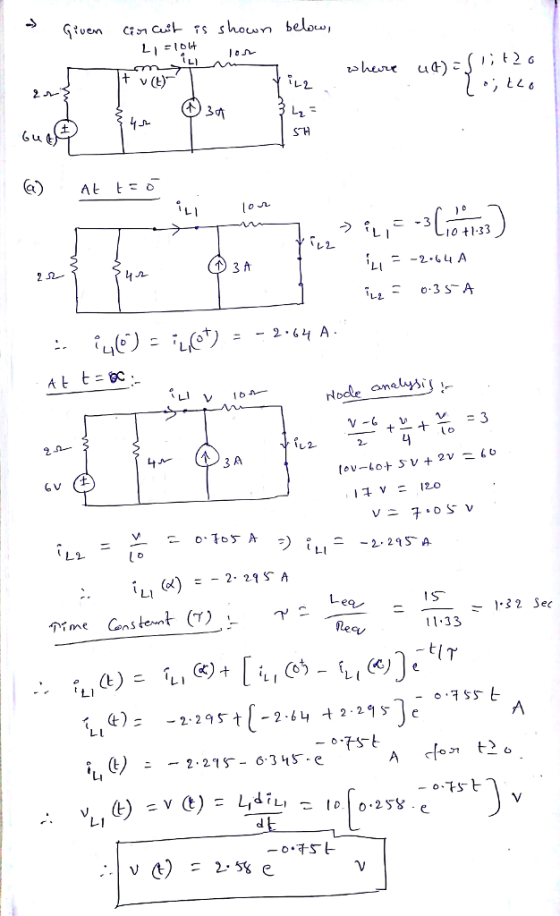 t v(t) 0.3咋 SH At t- o う,,--3 0 t1.33 2S2- LI = -2-14 A 2n 냐 1S leav 11.33 ニー2.275-6.345-e L-1 25 e