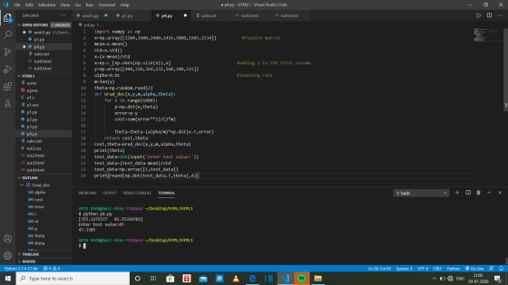 File Edit Selection View Go Run Terminal Help .p4.py - HTML1 - Visual Studio Code х EXPLORER e amir5.py e p1.py p4.py sales.t