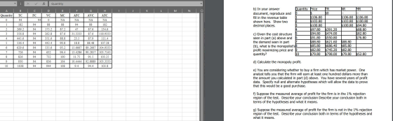 т т т к т м м ТА Quantity Price AR MR TR 50 А Quantity 0 1 b) In your answer document, reproduce and fill in the revenue tabl