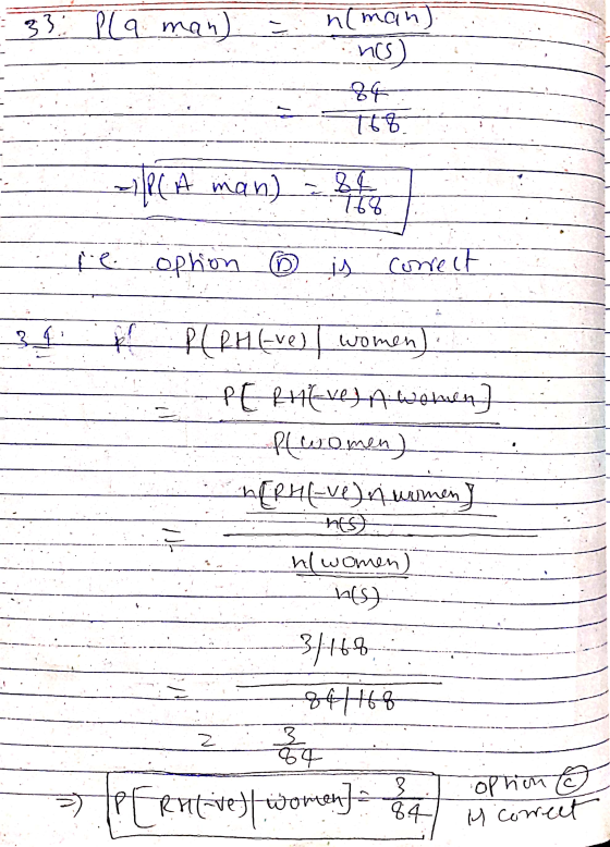 33: Pla man) nman) nes) 84 168 - f A man) 86 168 le ophion option is correct or 34 PERHE-ve) women PERHE-ve) n women] f(women