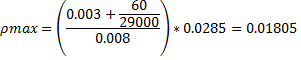 60 0.003 + 29000 0.008 pmax * 0.0285 0.01805