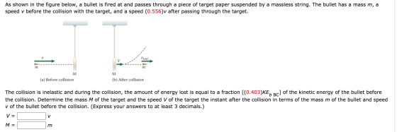 As shown in the figure below, a bullet is fired at and passes through a piece of target paper suspended by a massless string.