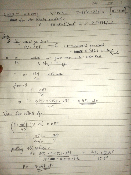 Date : ー( __._Vr ls-SL-. . T-2Sc-238-le-Loczat. EN .ME12y a = 3.ra atm lymolt & b Oy2tLjad as conat o.0 82l L atm n 12 2.82