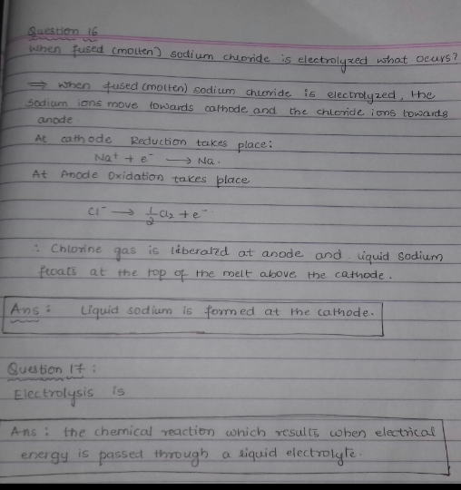 Suesticm 16 iben tused (mouten) sodiun chupnde is electrolyrecd ishot oer Nhen dused (molten) godi tum electrolyzed. the chur
