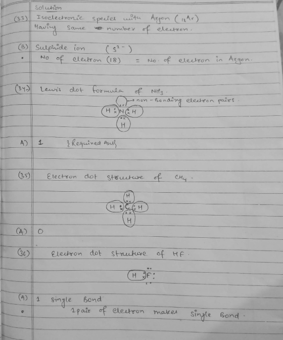 (33) solution Isoelectronic Having some species with number of Argon ( 18 Ar) electron. (B) - sulphide No of ion (2-) electio