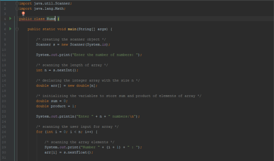 import java.util.Scanner; import java.lang.Math; 2 public class Nums 4 public static void main (String [] args) { /creating t