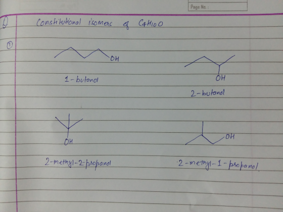 Page No. он он 1- bułonct 2-butendt OH 22propard 2-methyl-1 pso pa no Dband