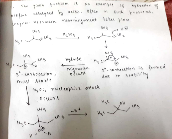 1 . The given problem in an example on bloline catalysed by acids. often in such problems, Wagnar. Meer wein rearrangement ta