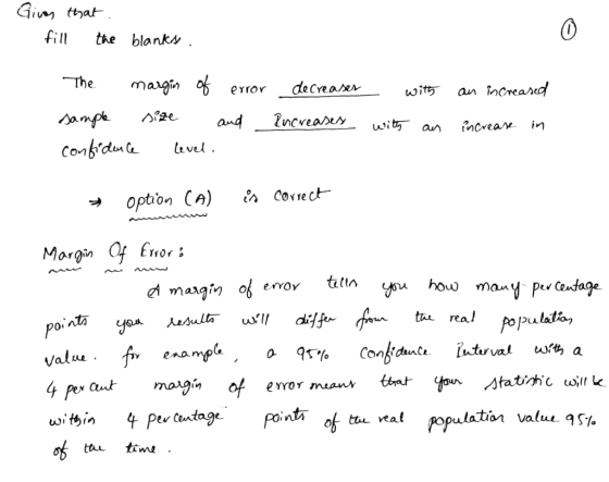 fil the blanks The Aa ncrea in option (A) e、 C&Y Margin tr real Po Value enamp pex ev Centage ulation value 95%
