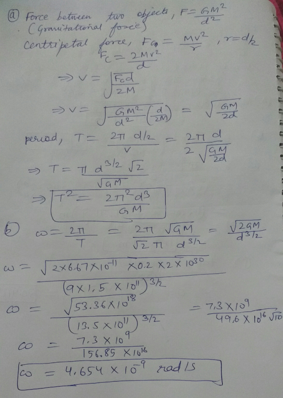 ④force between two otteet Centripetal ㄧ ㄚ 2 M GM 2. Cl G ) 156.85 X/o1